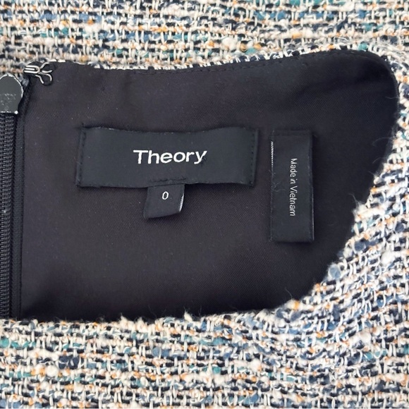 Theory Betty 2R Comprised Tweed Boucle Sheath Dress Sz 0 Blue - Picture 8 of 11